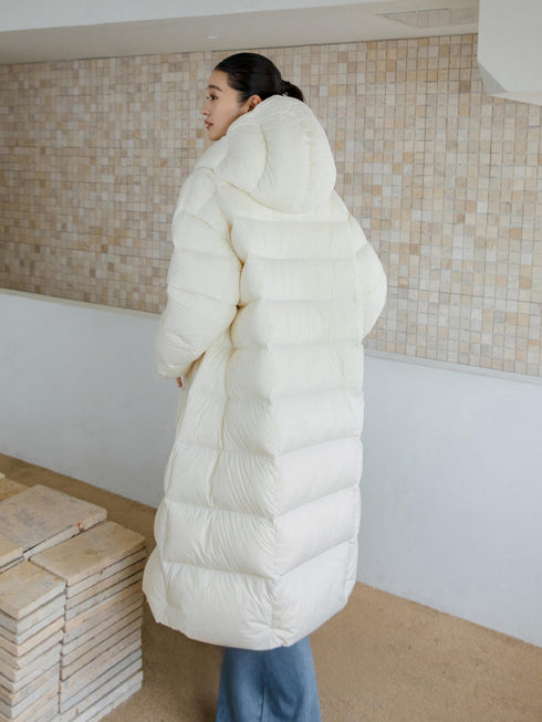 Long Hooded Down Coat